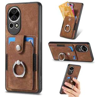 For Huawei Nova 13 Retro Skin-feel Ring Card Wallet Phone Case(Brown)