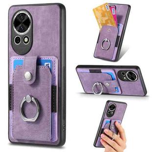 For Huawei Nova 13 Retro Skin-feel Ring Card Wallet Phone Case(Purple)