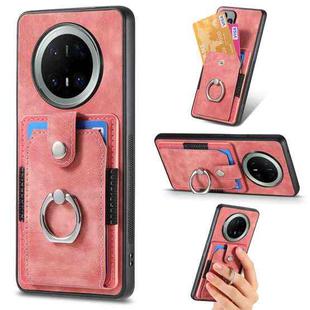 For Huawei Mate 70 Retro Skin-feel Ring Card Wallet Phone Case(Pink)