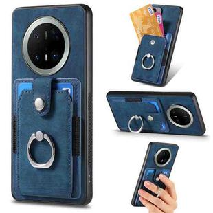 For Huawei Mate 70 Pro Retro Skin-feel Ring Card Wallet Phone Case(Blue)