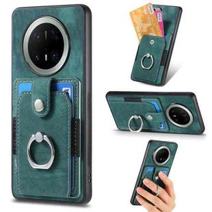 For Huawei Mate 70 Pro Retro Skin-feel Ring Card Wallet Phone Case(Green)