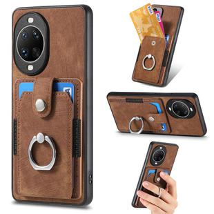 For Huawei nova 14 Retro Skin-feel Ring Card Wallet Phone Case(Brown)