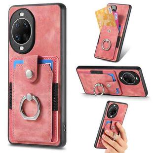 For Huawei nova 14 Retro Skin-feel Ring Card Wallet Phone Case(Pink)