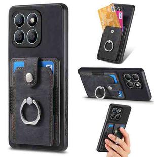 For Honor X8b Retro Skin-feel Ring Card Wallet Phone Case(Black)