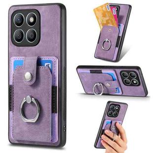 For Honor X8b Retro Skin-feel Ring Card Wallet Phone Case(Purple)