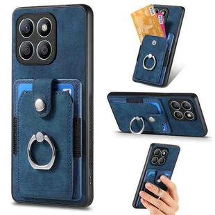 For Honor X7b Retro Skin-feel Ring Card Wallet Phone Case(Blue)