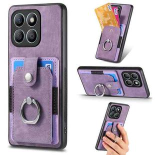 For Honor X7b Retro Skin-feel Ring Card Wallet Phone Case(Purple)