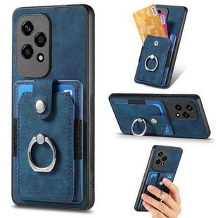 For Honor 200 Lite Global Retro Skin-feel Ring Card Wallet Phone Case(Blue)