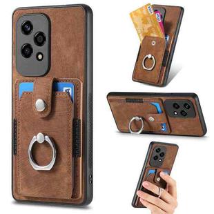 For Honor 200 Lite Global Retro Skin-feel Ring Card Wallet Phone Case(Brown)