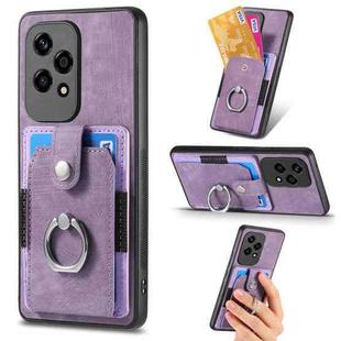 For Honor 200 Lite Global Retro Skin-feel Ring Card Wallet Phone Case(Purple)