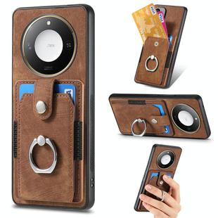 For Honor X60 Retro Skin-feel Ring Card Wallet Phone Case(Brown)
