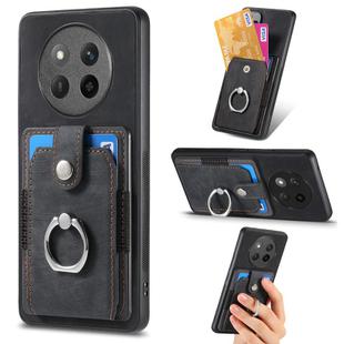 For Honor X60 Pro Retro Skin-feel Ring Card Wallet Phone Case(Black)