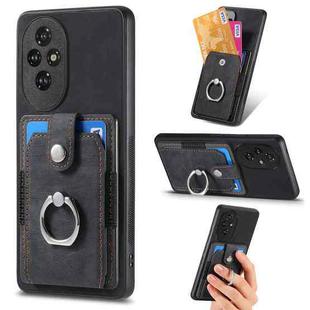 For Honor 200 Retro Skin-feel Ring Card Wallet Phone Case(Black)