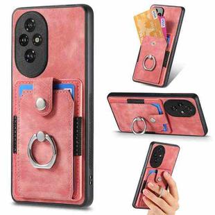 For Honor 200 Retro Skin-feel Ring Card Wallet Phone Case(Pink)