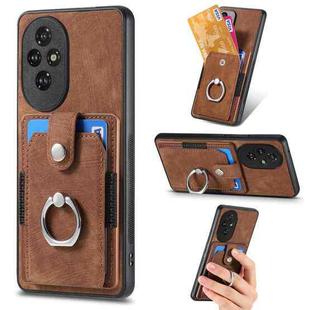 For Honor 200 Pro Retro Skin-feel Ring Card Wallet Phone Case(Brown)
