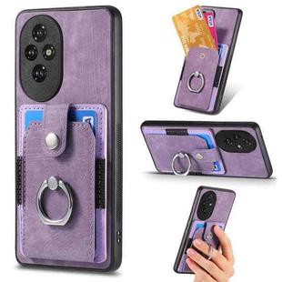 For Honor 200 Pro Retro Skin-feel Ring Card Wallet Phone Case(Purple)