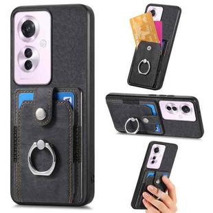 For OPPO Reno11 F 5G Retro Skin-feel Ring Card Wallet Phone Case(Black)
