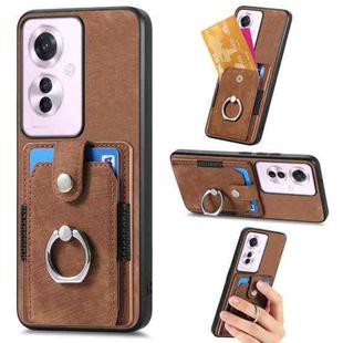 For OPPO Reno11 F 5G Retro Skin-feel Ring Card Wallet Phone Case(Brown)