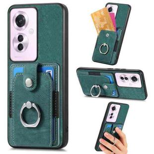 For OPPO Reno11 F 5G Retro Skin-feel Ring Card Wallet Phone Case(Green)