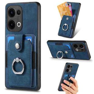For OPPO Reno13 Retro Skin-feel Ring Card Wallet Phone Case(Blue)