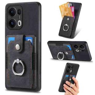For OPPO Reno13 Pro Retro Skin-feel Ring Card Wallet Phone Case(Black)