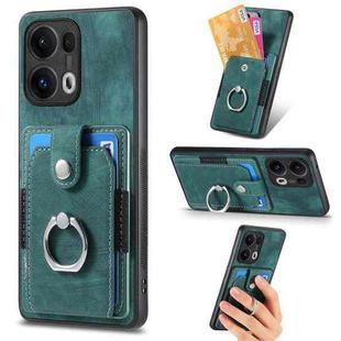 For OPPO Reno13 Pro Retro Skin-feel Ring Card Wallet Phone Case(Green)