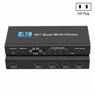 OZJQF 4X1 Quad Multi-Viewer Four Channel Video Splitter 4K HDMI Switcher, Plug:US Plug