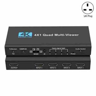 OZJQF 4X1 Quad Multi-Viewer Four Channel Video Splitter 4K HDMI Switcher, Plug:UK Plug