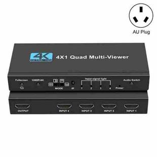 OZJQF 4X1 Quad Multi-Viewer Four Channel Video Splitter 4K HDMI Switcher, Plug:AU Plug