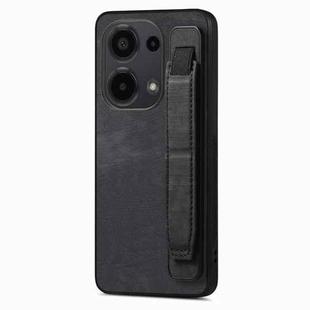 For Xiaomi Redmi Note 13 Pro 4G Retro Wristband Holder Leather Back Phone Case(Black)