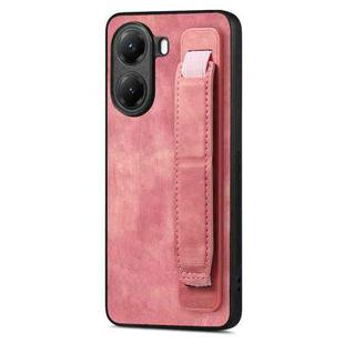 For Redmi Turbo 4 Retro Wristband Holder Leather Back Phone Case(Pink)