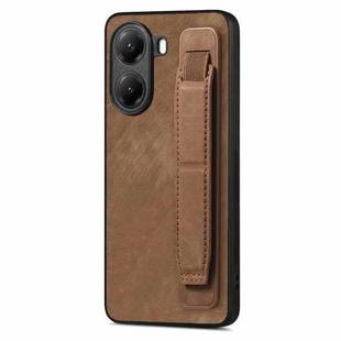 For Redmi Turbo 4 Retro Wristband Holder Leather Back Phone Case(Brown)