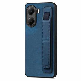 For Redmi Turbo 4 Retro Wristband Holder Leather Back Phone Case(Blue)