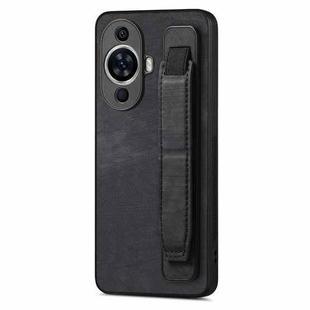 For Huawei nova 11 Retro Wristband Holder Leather Back Phone Case(Black)