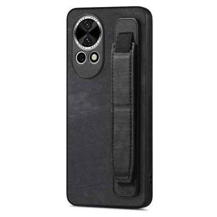 For Huawei Nova 13 Retro Wristband Holder Leather Back Phone Case(Black)