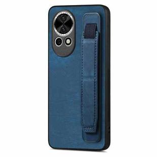 For Huawei Nova 13 Retro Wristband Holder Leather Back Phone Case(Blue)