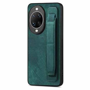 For Huawei nova 14 Ultra Retro Wristband Holder Leather Back Phone Case(Green)