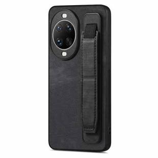 For Huawei nova 14 Ultra Retro Wristband Holder Leather Back Phone Case(Black)