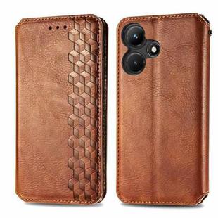 For Infinix Hot 30i Cubic Grid Pressed Magnetic Leather Phone Case(Brown)