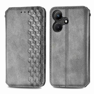 For Infinix Hot 30i Cubic Grid Pressed Magnetic Leather Phone Case(Grey)