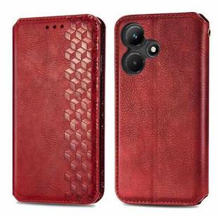 For Infinix Hot 30i Cubic Grid Pressed Magnetic Leather Phone Case(Red)