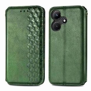 For Infinix Hot 30i Cubic Grid Pressed Magnetic Leather Phone Case(Green)