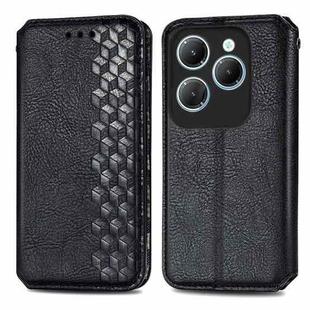 For Infinix Hot 40 4G Cubic Grid Pressed Magnetic Leather Phone Case(Black)