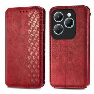 For Infinix Hot 40 4G Cubic Grid Pressed Magnetic Leather Phone Case(Red)