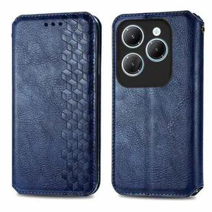 For Infinix Hot 40 4G Cubic Grid Pressed Magnetic Leather Phone Case(Blue)