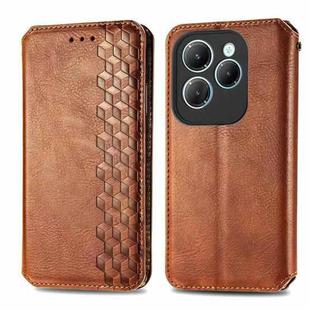 For Infinix Hot 40 Pro Cubic Grid Pressed Magnetic Leather Phone Case(Brown)