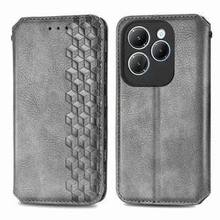 For Infinix Hot 40 Pro Cubic Grid Pressed Magnetic Leather Phone Case(Grey)