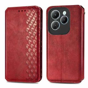 For Infinix Hot 40 Pro Cubic Grid Pressed Magnetic Leather Phone Case(Red)
