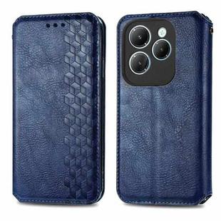 For Infinix Hot 40 Pro Cubic Grid Pressed Magnetic Leather Phone Case(Blue)