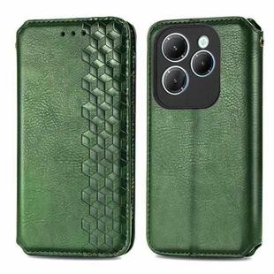 For Infinix Hot 40 Pro Cubic Grid Pressed Magnetic Leather Phone Case(Green)
